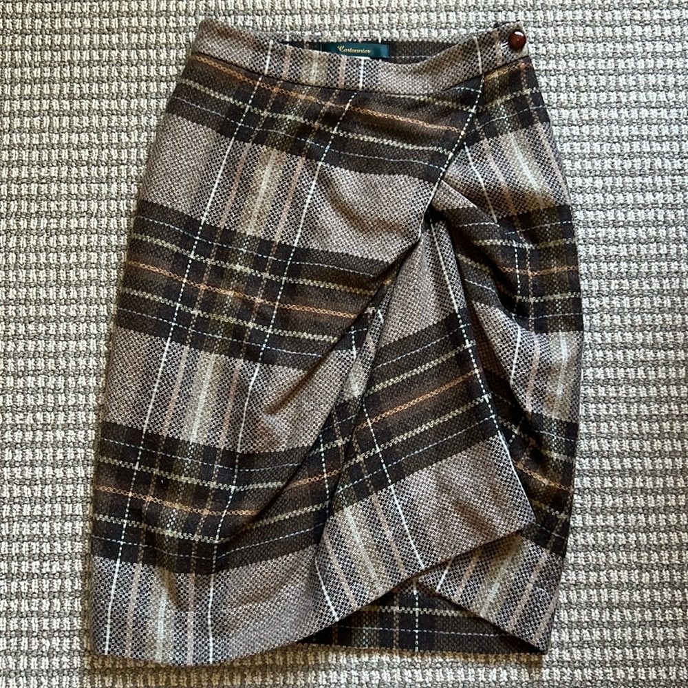 Anthropologie Brown Plaid Skirt